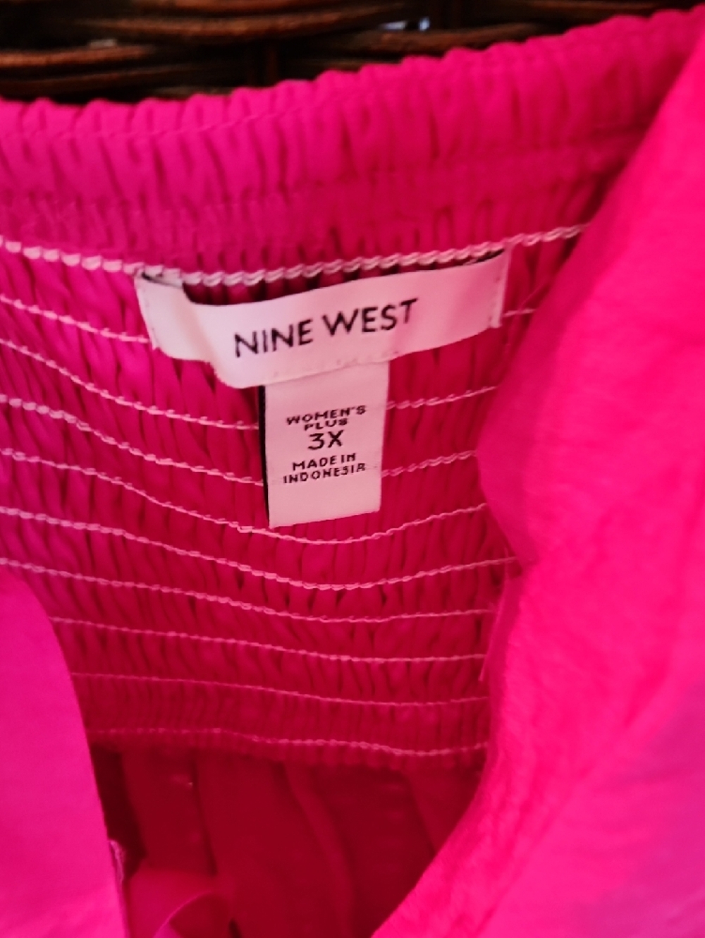 Nine West Bright Fuchsia Pink Puff-Sleeve Babydoll Dress - Picture 2 of 5
